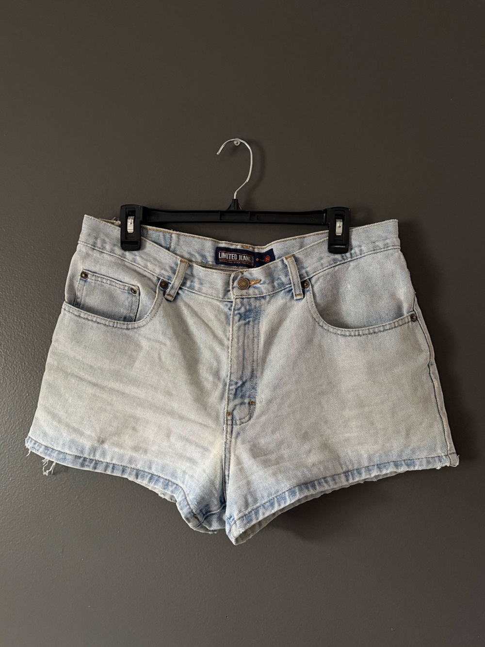 The Limited Light Blue Denim Shorts with Gold Stitching